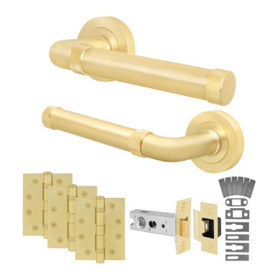 Afit Brass Fire Door Handle Latch SetSatin Brass Internal Fire Rated Door Handle With 76mm Latch And 102mm HingesSinta 1 Pack from B&Q