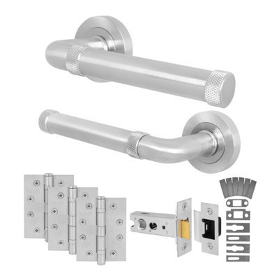 Afit Satin Fire Door Handle Latch SetSatin Nickel Internal Fire Rated Door Handle With 76mm Latch And 102mm HingesSinta 1 Pack from B&Q