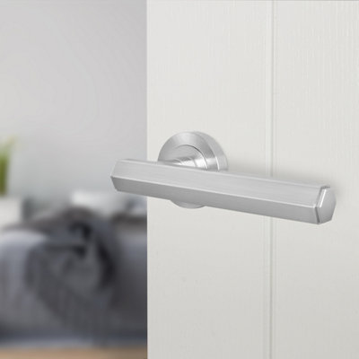 Afit Satin Fire Door HandleSatin Nickel Internal Lever On Rose Fire Rated Door HandleMonet 1 Pair