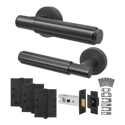 Afit Black Fire Door Handle Latch SetMatt Black Internal Fire Rated Door Handle With 76mm Latch And 102mm HingesFleur 1 Pack from B&Q