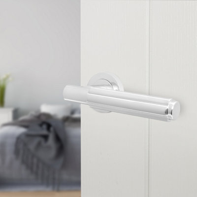 Afit Chrome Fire Door HandlePolished Chrome Internal Lever On Rose Fire Rated Door HandleFleur 1 Pair from B&Q