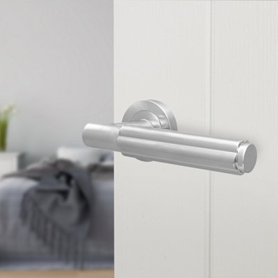 Afit Satin Fire Door HandleSatin Nickel Internal Lever On Rose Fire Rated Door HandleFleur 1 Pair