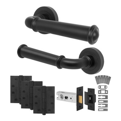 Afit Black Fire Door Handle Latch SetMatt Black Internal Fire Rated Door Handle With 76mm Latch And 102mm HingesCallo 1 Pack from B&Q