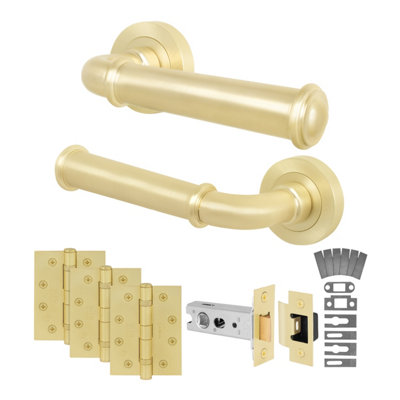 Afit Brass Fire Door Handle Latch SetSatin Brass Internal Fire Rated Door Handle With 76mm Latch And 102mm HingesCallo 1 Pack from B&Q