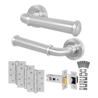 Afit Satin Fire Door Handle Latch SetSatin Nickel Internal Fire Rated Door Handle With 76mm Latch And 102mm HingesCallo 1 Pack from B&Q
