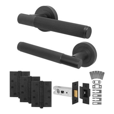 Afit Black Fire Door Handle Latch SetMatt Black Internal Fire Rated Door Handle With 76mm Latch And 102mm HingesLinea 1 Pack from B&Q