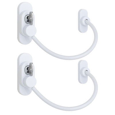 Afit Window Cable Restrictor Key Locking Cable Upvc / Timber Frames Child Safety Casement Security 200mm White 2 Pack from B&Q