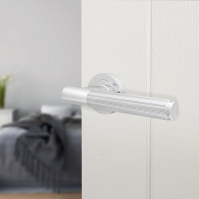 Afit Chrome Door HandlePolished Chrome Internal Lever On Rose Door HandleLinea 1 Pair from B&Q