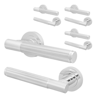 Afit Chrome Door HandlePolished Chrome Internal Lever On Rose Door HandleLinea 4 Pairs from B&Q