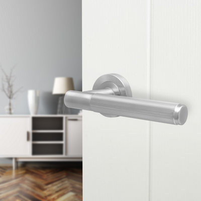 Afit Satin Door HandleSatin Nickel Internal Lever On Rose Door HandleLinea 1 Pair