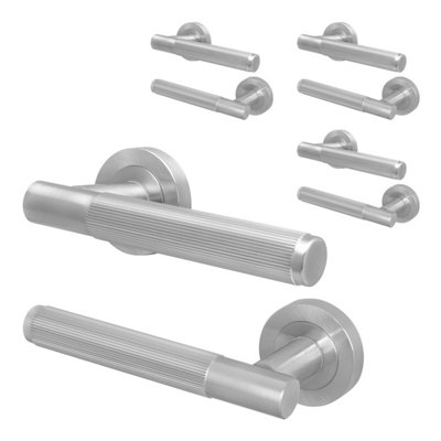 Afit Satin Door HandleSatin Nickel Internal Lever On Rose Door HandleLinea 4 Pairs from B&Q