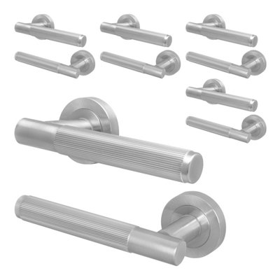 Afit Satin Door HandleSatin Nickel Internal Lever On Rose Door HandleLinea 5 Pairs