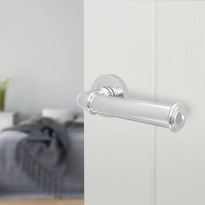 Afit Chrome Door HandlePolished Chrome Internal Lever On Rose Door HandleCallo 1 Pair from B&Q