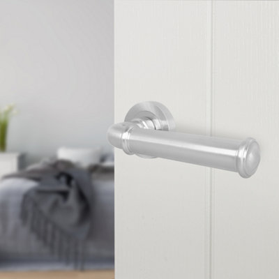 Afit Satin Door HandleSatin Nickel Internal Lever On Rose Door HandleCallo 1 Pair from B&Q