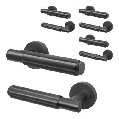 Afit Black Door HandleMatt Black Internal Lever On Rose Door HandleFleur 4 Pairs from B&Q