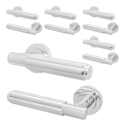 Afit Chrome Door HandlePolished Chrome Internal Lever On Rose Door HandleFleur 5 Pairs from B&Q