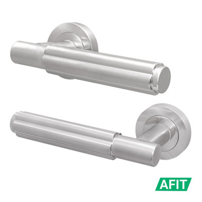 Afit Satin Door HandleSatin Nickel Internal Lever On Rose Door HandleFleur 1 Pair