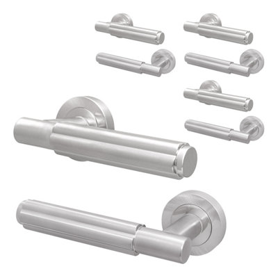 Afit Satin Door HandleSatin Nickel Internal Lever On Rose Door HandleFleur 4 Pairs