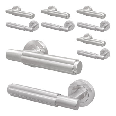Afit Satin Door HandleSatin Nickel Internal Lever On Rose Door HandleFleur 5 Pairs from B&Q