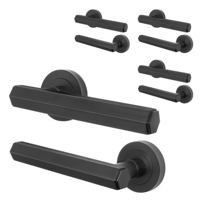 Afit Black Door HandleMatt Black Internal Lever On Rose Door HandleMonet 4 Pairs from B&Q