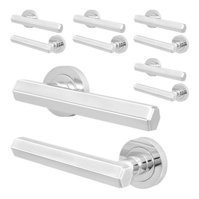 Afit Chrome Door HandlePolished Chrome Internal Lever On Rose Door HandleMonet 5 Pairs from B&Q