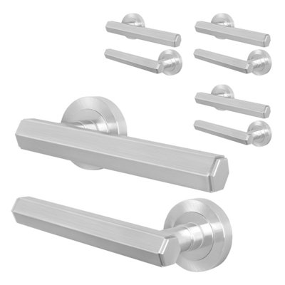 Afit Satin Door HandleSatin Nickel Internal Lever On Rose Door HandleMonet 4 Pairs from B&Q