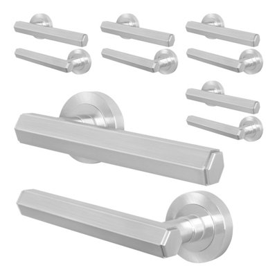 Afit Satin Door HandleSatin Nickel Internal Lever On Rose Door HandleMonet 5 Pairs