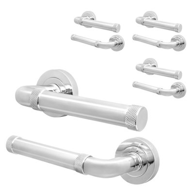 Afit Chrome Door HandlePolished Chrome Internal Lever On Rose Door HandleSinta 4 Pairs from B&Q