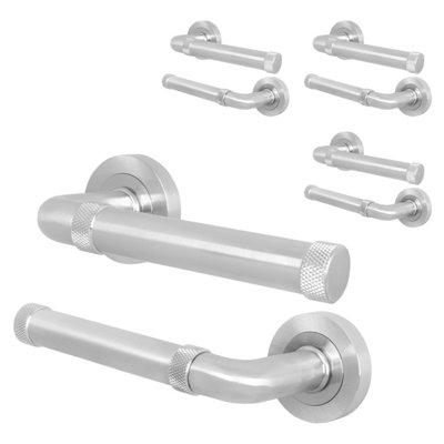 Afit Satin Door HandleSatin Nickel Internal Lever On Rose Door HandleSinta 4 Pairs from B&Q