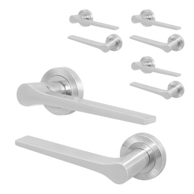 Afit Satin Door HandleSatin Nickel Internal Lever On Rose Door HandleTempo 4 Pairs