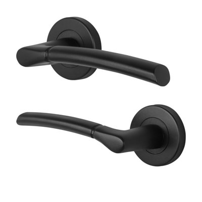 Afit Black Door Handles Round Rose 1 Pair Of Internal Lever HandlesBoston Range from B&Q