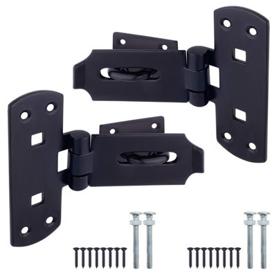 Afit Hasp And Staple Lockable Heavy Duty 150mm 6Inch Vertical Pattern With Fixing Bolts And ScrewsBlackPack Of 2 from B&Q
