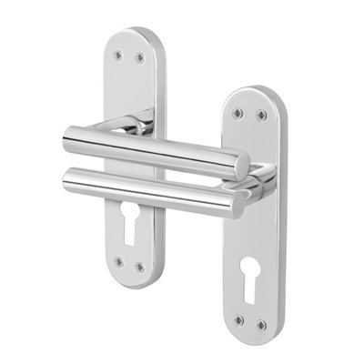 Afit Chrome Euro Door Handles1 Pair Of Internal T-Bar Of Polished Chrome Backplate HandlesOlvera Range from B&Q