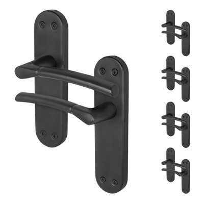 Afit Black Door Handles Latch5 Pairs Of Internal Matt Black Backplate HandlesBoston Range from B&Q