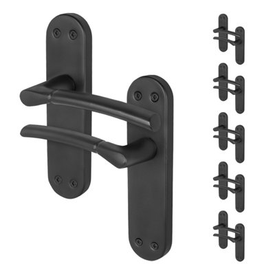 Afit Black Door Handles Latch6 Pairs Of Internal Matt Black Backplate HandlesBoston Range from B&Q