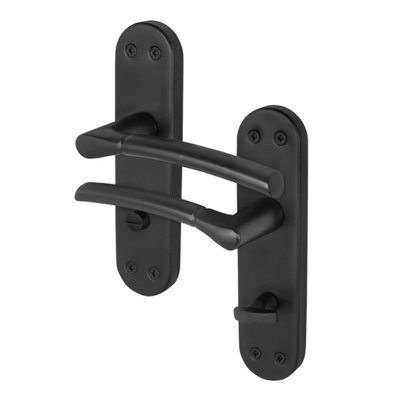 Afit Black Bathroom Door Handles1 Pair Of Internal Matt Black Backplate HandleBoston Range from B&Q