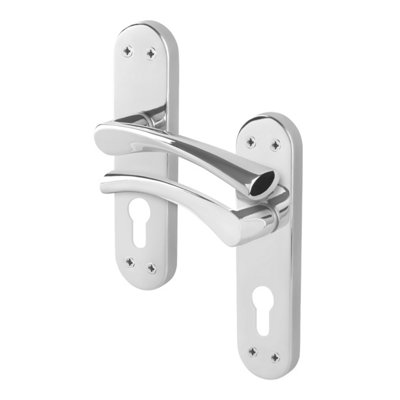 Afit Chrome Door Handles For Euro Lock1 Pair Of Polished Chrome Internal Lever Twist Handles On BackplateNovi from B&Q