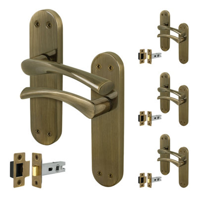 Afit Brass Door Handles With Latch4 Pairs Of Internal Twist Antique Brass Backplate HandlesNovi Range from B&Q