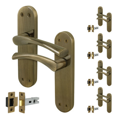 Afit Brass Door Handles With Latch5 Pairs Of Internal Twist Antique Brass Backplate HandlesNovi Range from B&Q