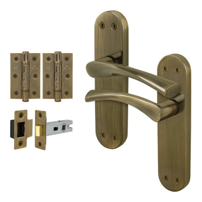 Afit Brass Door Handles With Latch And Hinges1 Pair Of Internal Twist Antique Brass BackplateNovi Range from B&Q