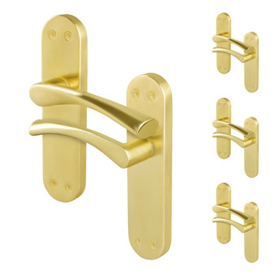 Afit Brass Door Handles Latch4 Pairs Of Internal Twist Satin Brass Backplate HandlesNovi Range from B&Q