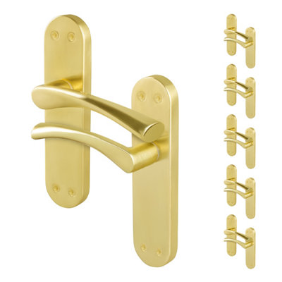 Afit Brass Door Handles Latch6 Pairs Of Internal Twist Satin Brass Backplate HandlesNovi Range from B&Q