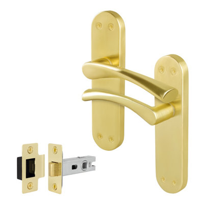 B&Q -  Brass Door Handles With Latch1 Pair Of Internal Twist Satin Brass Backplate HandlesNovi Range