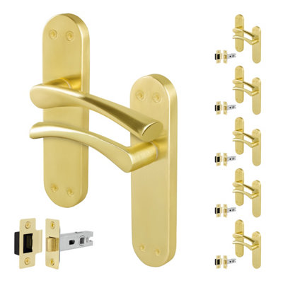 B&Q -  Brass Door Handles With Latch6 Pairs Of Internal Twist Satin Brass Backplate HandlesNovi Range
