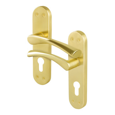 Afit Brass Euro Door Handles1 Pair Of Internal Twist Of Satin Brass Backplate HandlesNovi Range from B&Q