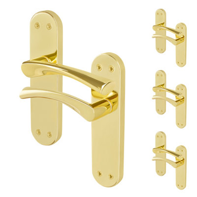 Afit Brass Door Handles Latch4 Pairs Of Internal Twist Polished Brass Backplate HandlesNovi Range from B&Q