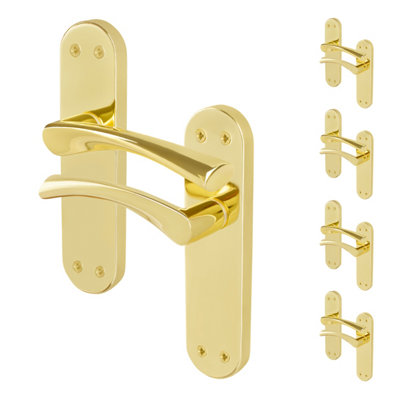 Afit Brass Door Handles Latch5 Pairs Of Internal Twist Polished Brass Backplate HandlesNovi Range from B&Q