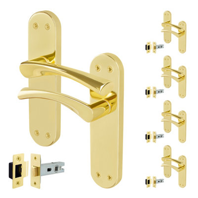 B&Q -  Brass Door Handles With Latch5 Pairs Of Internal Twist Polished Brass Backplate HandlesNovi Range