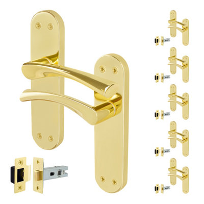 B&Q -  Brass Door Handles With Latch6 Pairs Of Internal Twist Polished Brass Backplate HandlesNovi Range