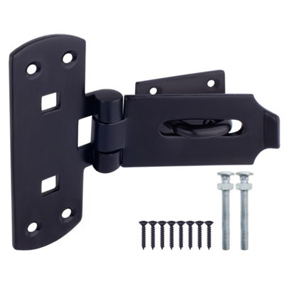 Afit Hasp And Staple Lockable Heavy Duty 150mm 6Inch Vertical Pattern With Fixing Bolts And ScrewsBlack from B&Q